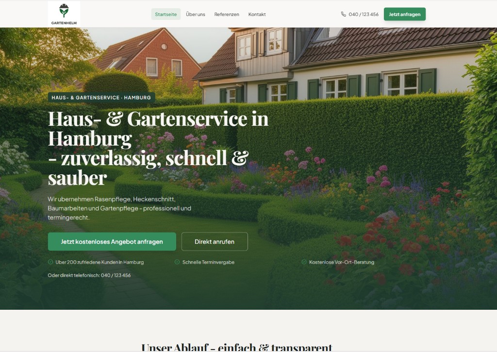 Moderne hochwertige Website mit klarem Design