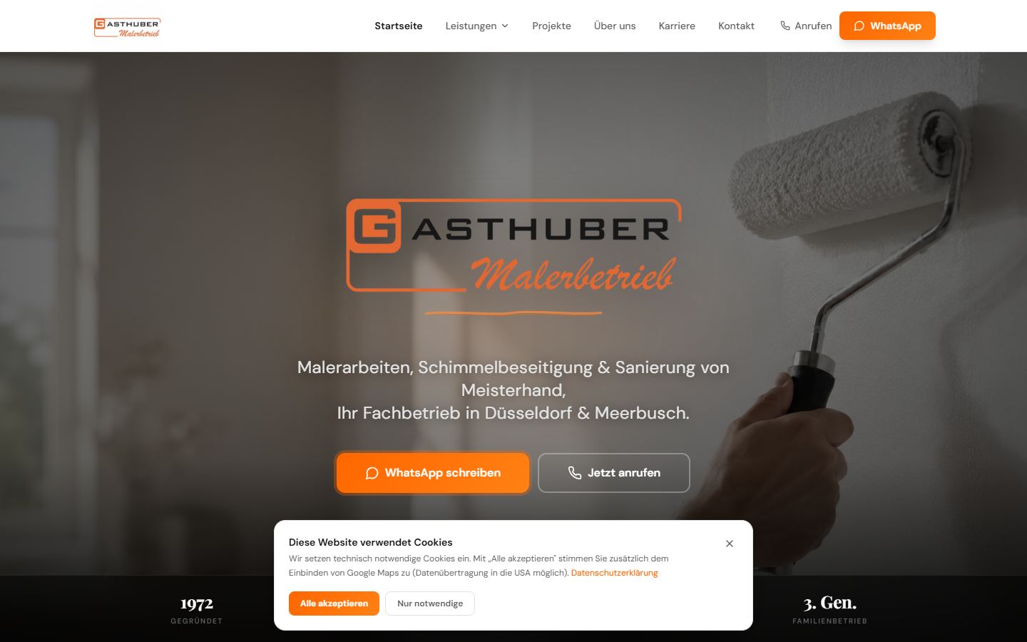 Startseite des Webdesign-Projekts Maler Gasthuber